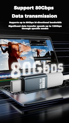 Image of Tobo USB C Adapter PD 240W 80Gbps for Thunderbolt 5 /4 /3, Male to Female Extender USB4 2.0 L Shape Connector with 8K@60Hz 120Gbps Video for P-ad, Book, 1-Pack (USB C Extender) (TD-1553CC)