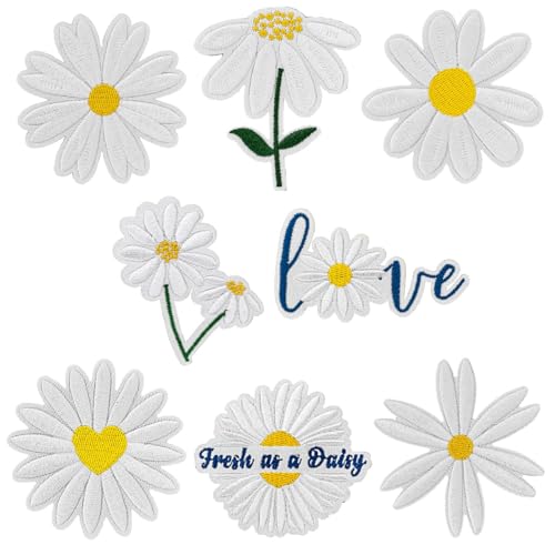 8pcs Daisy Self-Adhesive Floral Patches for DIY