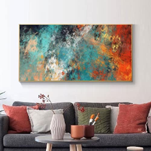 Tableau nuages colorés abstrait 80x160 cm sans cadre pour salon