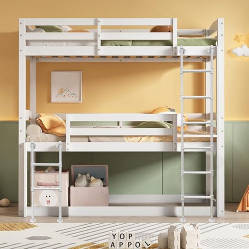 Échelle de lit à fixation murale anti-basculement, métal robuste blanc pour lit superposé