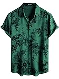JOTOOK Mens Hawaiian Shirt Short Sleeve Button Down Tropical Shirts Casual Floral Summer Beach Shirt XX-Large Green