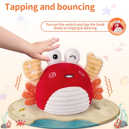 Krabbe Baby Spielzeug 6 7 8 9 10 11 12 Monate, Musikalische Krabbelspielzeug, Babyspielzeug Neugeborenes Geschenk 1 2 Jahre Junge Mädchen-Verstellbare Lautstärke, 100 Lieder und Aufnahmefunktio