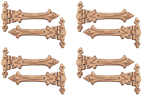 Image of Adonai Hardware Adonijah Antique Cast Iron Strap T Hinge (7.9 inch x 8 Pack, Copper Finish) for Barn Doors, Gates, Kitchen Cabinets, Sheds, Wooden Box, Furniture, Cedar Chest and Trunks