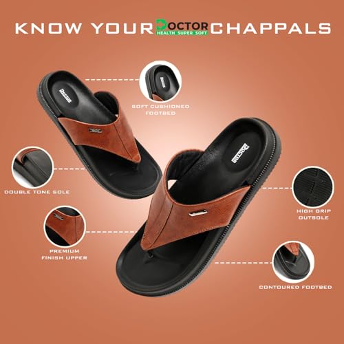 Image of DOCTOR HEALTH SUPER SOFT Men's Orthopedic Slippers | Anti-Skid Comfort Footwear for Heel Pain & Everyday Wear | Lightweight PU Sole Flip-Flops for Men