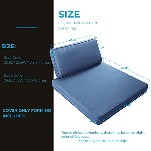Solaura 12 Pieces Patio Seat Cushion Covers Replacement, Washable Outdoor Furniture Cushion Slipcovers(6 Seat Cushion Covers And 6 Backrest Pillow Covers) With Zipper For Patio Sofa - Denim Blue #TOP3