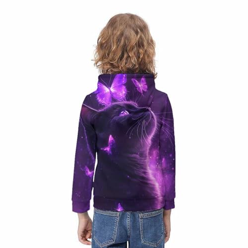 Sweat-shirt à capuche imprimé chat 3D pull ado 12-14 ans