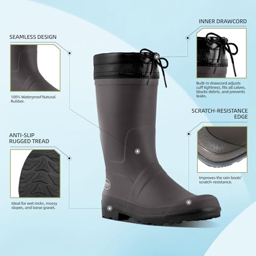 Men's Mid-Calf Waterproof Rain Boots, Wide Calf Slip-Resistant Rubber Boots for Men, Gardening Farming Fishing Shoes All-Weather3