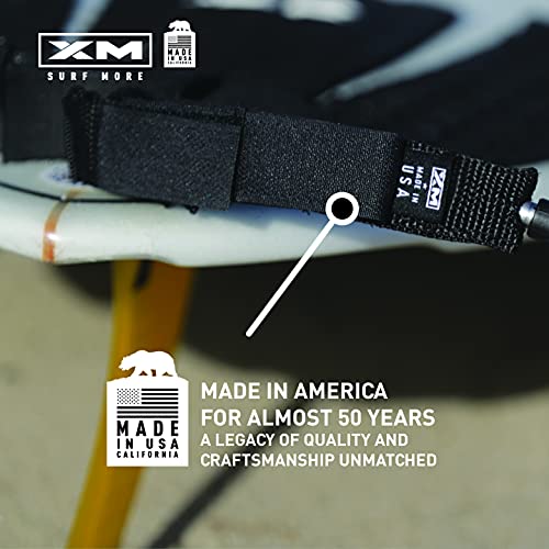 Xm Surf More Premium Surfboard Leash, 6Ft, Made In Usa, Regular Cord Thickness (.270In), Key Pocket, Unbreakable Swivels, Detachable Railsaver, All Black #TOP6