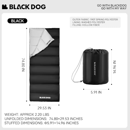 BLACKDOG Ultralight Envelope Bolsa de Dormir para Camping, Negra miniatura 6