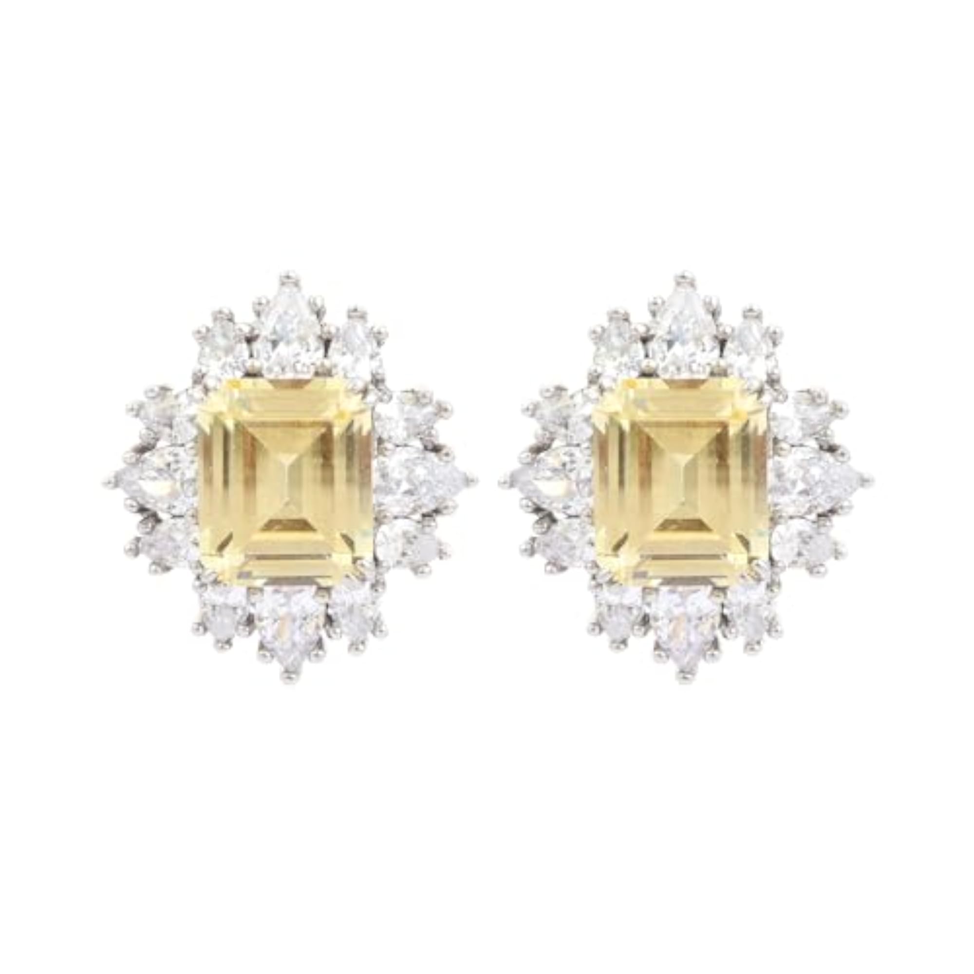 Yellow American Diamond Spike Earrings with Sparkling CZ Crystals