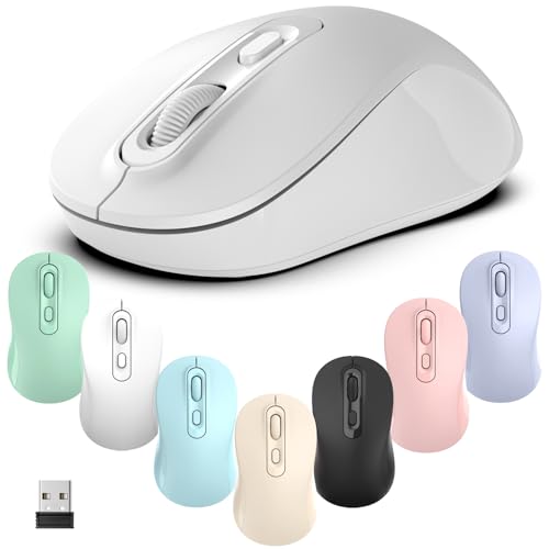 Image of Wireless Mouse, 2026 New Model, Silent Click Ergonomic Design, Portable, 4 Buttons, Adjustable DPI (800 /1200 /1600), for Laptop /PC /Office (White)