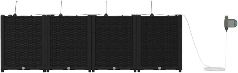 Diagram showing the dimensions of the vidaXL Garden Black Steel Planter Box