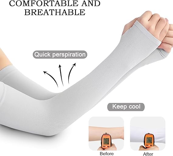 Image of AZARIA Hand Gloves for Sun Protection Arm Sleeves for Men & Women, UPF 50 Arm Cover for Biking, Cricket, Cycling, Golf & Outdoor Sports, Arm Protection Sleeves for Women