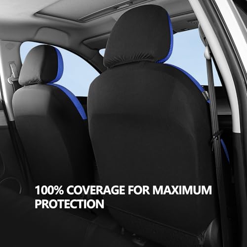 Image of HChengkikz Front Car Seat Covers, Air Mesh, Breathable (Black + Blue)