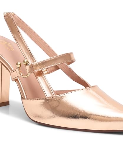 Image of JM LOOKS Slingback Pumps Elegant Dressy Heels for Women Closed Toe Pointy High Heels Wedding Bride Prom Party Evening Shoes