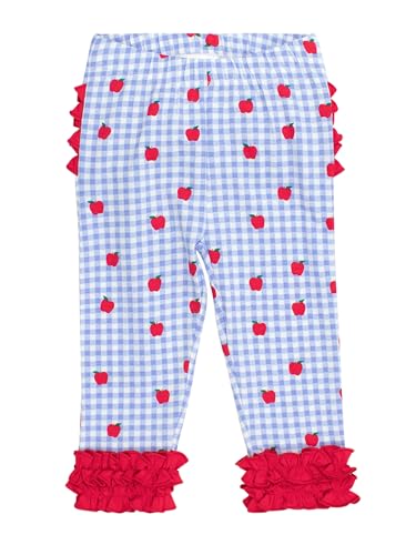 Image of RuffleButts Toddler Girl Merry & Bright Ruffle Leggings - Ankle Leggings | 75% Cotton 23% Spandex 2% Elastane, Breathable Lightweight, Elastic Waistband, Signature Rear Detail To 4T, Machine Washable