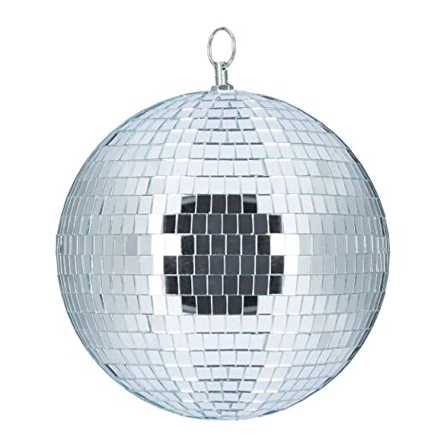 Relaxdays Discokugel, zum Aufhängen, für Decke, große Spiegelkugel, Party Deko, Mottoparty, Diskokugel Ø 20 cm, Silber