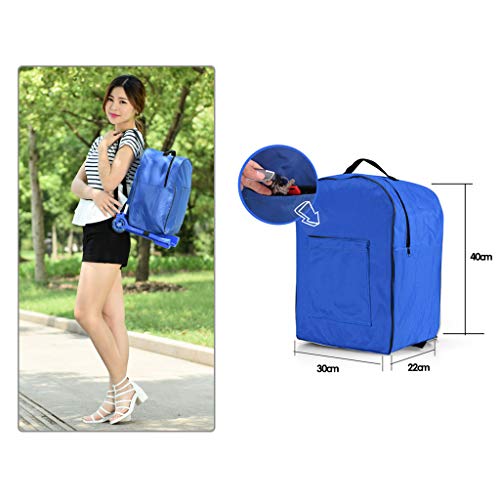 Carretilla portátil plegable ligera con ruedas sólidas azul miniatura 6