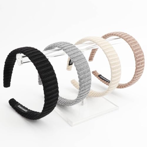 Image of DRESHOW 4 Pack Headbands for Women Thin Knitted Hairbands Turban Vintage Boho Head Bands Fashion Non Slip Head Wraps Hoop Hair Accessories