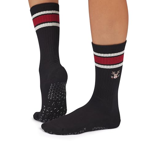 Image of TAVI Kai Crew Grip Socks for Women - Pilates Socks with Non-Slip Grips, Arch Support - Wear for Yoga, Barre, Studio Workouts