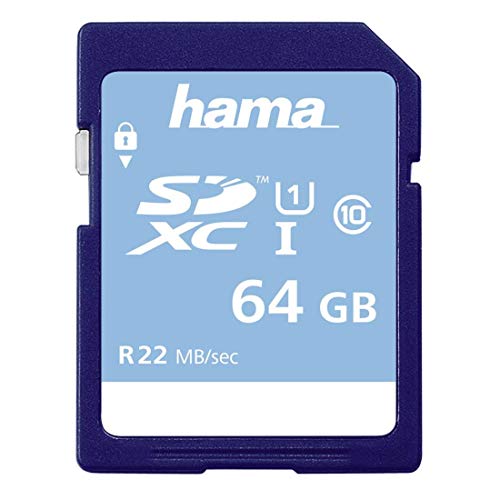 Hama Speicherkarte SDHC 64GB (SD-2.0 Standard, Class 10, Datensicherheit dank mechanischem Schreibschutz, Beschriftungsfeld)