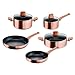 Lagostina Rosé, Set di Pentole e Padelle Antiaderenti, 8 Pezzi, Rivestimento Titanium, Indicatore di Calore Thermo-Signal, Manico Rivettato, Compatibile con Induzione, Colore Oro Rosa