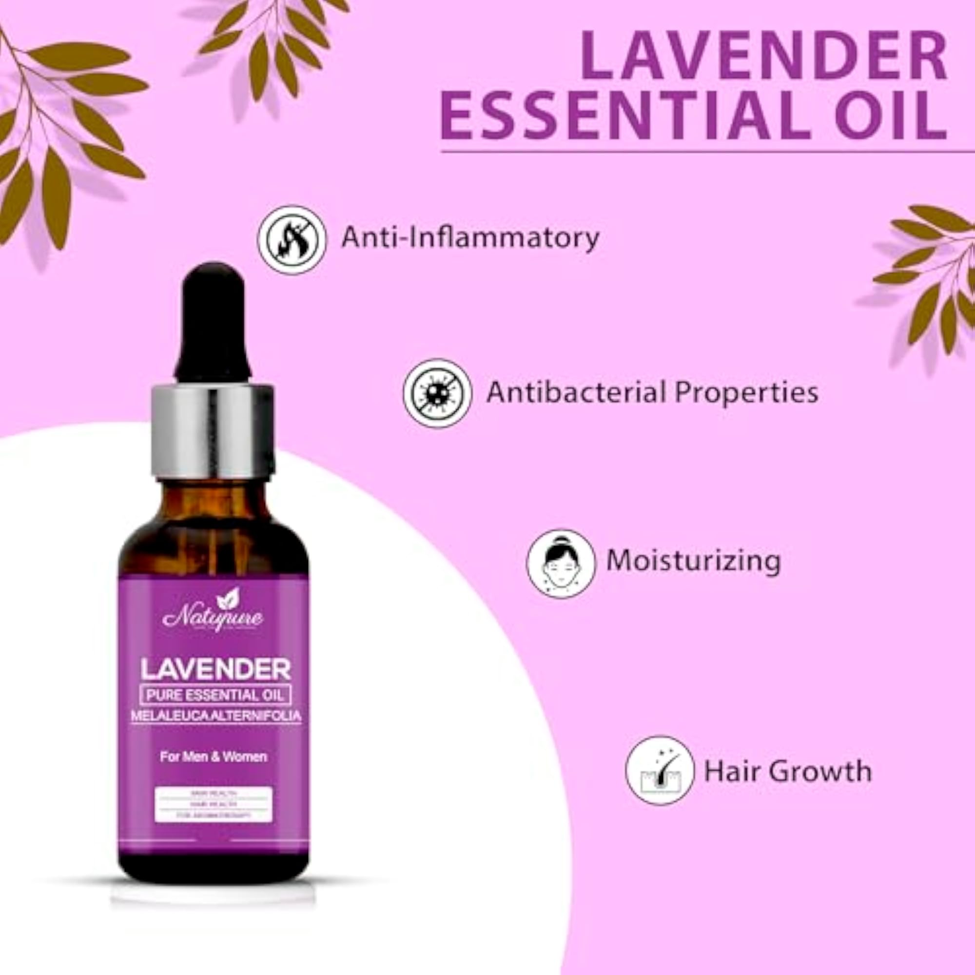 Natupure Lavender Essential Oil, 50ml for Skin and Hair