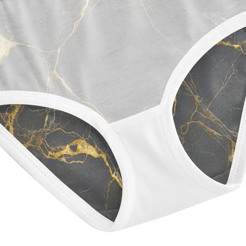 Gray Marble Gold Yellow Underwear for Girls, Toddler Panties, Cotton Underwear Girls, 2–8 Years4
