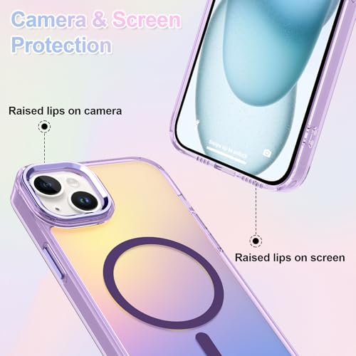 Coque irisée iPhone 15 Magsafe antichoc et laser fluorescent