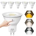 Jaenmsa GU10 LED Light Bulbs 5W 500LM,3CCT(2700K/4000K/6000K) MR16 GU10 LED Bulb Non-Dimmable Replacement Equivalent 40W Halogen Bulb,120°Spotlight 6 Pack for Recessed Track Light,Range Hood,Kitchen