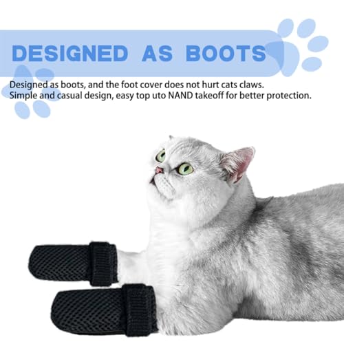 XYTAHDM 4 Stück verstellbare Katzenschuhe aus Netzstoff,Kratzschutz für Katzen Atmungsaktives Mesh Katzenpfotenabdeckungen,zum Baden von Haustieren, Schneiden von Nägeln, Überprüfen(M)