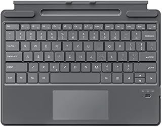 MoKo Type Cover Fits Microsoft Surface Pro 9 & Pro 9 13" 2022 / Pro 8 2021 / Pro X, Lightweight Slim Wireless Bluetooth Keyboard with Two Button Trackpad and Built-in Rechargeable Battery, Dark Gray