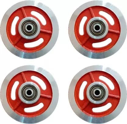 Gym Machine Aluminium Solid Pulley 4inch.Wheel 4 pcs Replace for Machine Multi-Training Bar (Silver)