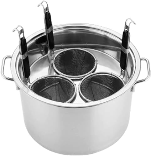 SAeWare Olla de pasta de acero inoxidable con 3 cestas coladoras, olla versátil para fideos, albóndigas y sopa, herramienta de cocina ideal, clase energética A, talla única,
