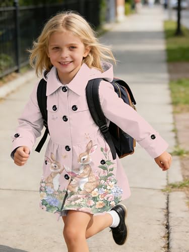 Image of SANGTREE Girl's Waterproof Trench Coat Hooded Lightweight Windbreaker Rain Jackets