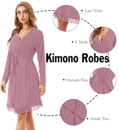 SWOMOG Women's Maternity Nursing Robe Pregnancy Breastfeeding Bathrobes 3 in 1 Labor Delivery Nightgowns3