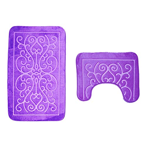 REJOON Badematten für Badezimmer geprägtes Badezimmer Badematten Set Toilettenteppich Teppich Flanell rutschfeste WC… – Bild 8