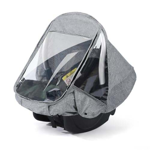 Image of SNOWIE SOFT Sun & Rain Cover for Baby Bassinet Carrier, Protective Clear Roll-up Zipper Curtain, Breathable & Lightweight, Splashproof, Windproof & Dustproof Outdoor Baby Carry Cot Shield
