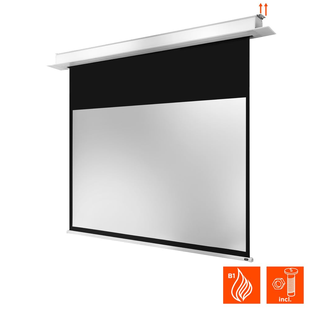 celexon Professional Plus écran motorisé encastrable 90" | 200x113cm 16:9 | Écran électrique encastrable 4K Full HD avec interrupteur mural, conçu pour intégration au plafond