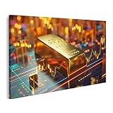 islandburner Prime Bild auf Leinwand Goldbarren auf futuristischem Finanzmarkt für Wohnzimmer Finanzexperten Bank Bilder Wandbilder Poster
