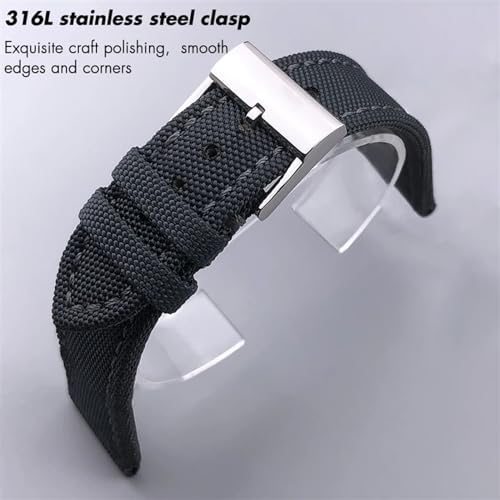 OFWAX 22mm High Density Nylon Watch Band Watchband Black Gray For Breitling Strap for NAVITIMER WORLD Avenger/Navitimer Belt(Black No buckle) — view 3