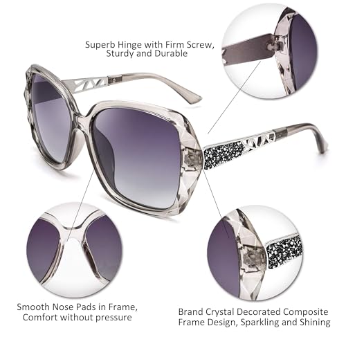 Image of FEISEDY Oversized Sunglasses for Women Square Polarized Sparkling Frame B2289