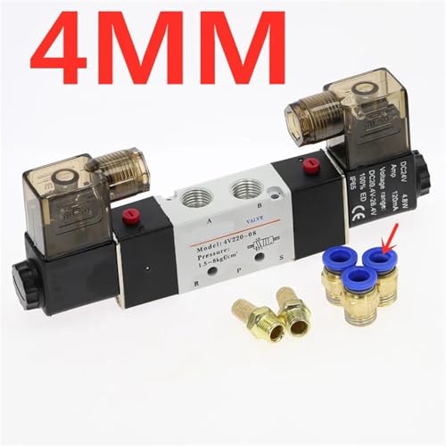 Válvula solenoide 5 vías 2 posiciones 4V220-08 de 1/4 con conectores PC6mm 3
