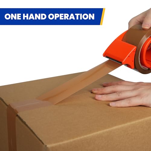 Image of TAPEBEAR Brown Packing Tape with Dispenser, 2.6mil Thick, 1.88 inch x 55Yard