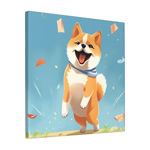 Toile Shiba Inu mignonne pour déco salon et chambre ambiance chaleureuse