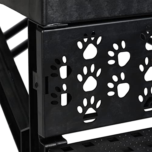 Relaxdays Hundetreppe 3 Stufen, kleine & große Hunde, Bett & Couch, Stoffbezug, Tiertreppe innen, HBT 30x35x45 cm, beige