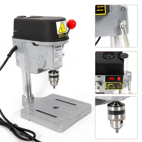 Mini taladro de sobremesa de 340 W, diámetro máximo de perforación de 10 mm, 3 velocidades ajustables, ideal para joyeros, carpinteros, mecánicos, aficionados