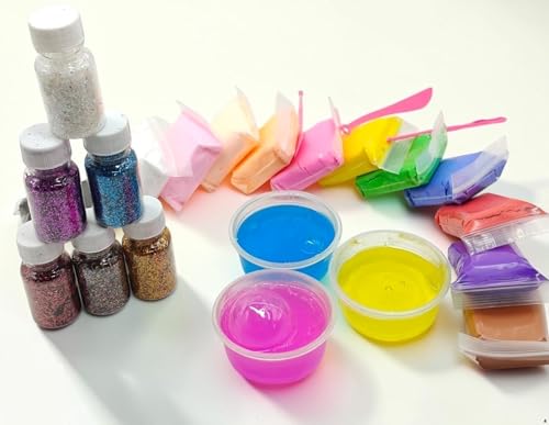 Image of Eclet 3 Slime + 12 Air Clay with 6 Glitter Box Creative DIY Kit for Toddler Kids with Tools |Combo Slime & Clay Fun Joy Pack for Kids Arts & Crafts, Sensory Play, Birthday Gift for Boys & Girls Age 3+