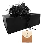Black Gift Box, 33x26x11cm Large Gift Box with Magnetic Lids and Silk Ribbon Specially Designed for Presents Birthdays, Holidays, Anniversaries Gift Packaging