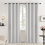 Deconovo Fashionable Grommet Blackout Curtains Thermal Insulated Window Coverings Window Treatments for Bedroom 52W x 84L Inch Platinum 1 Pair